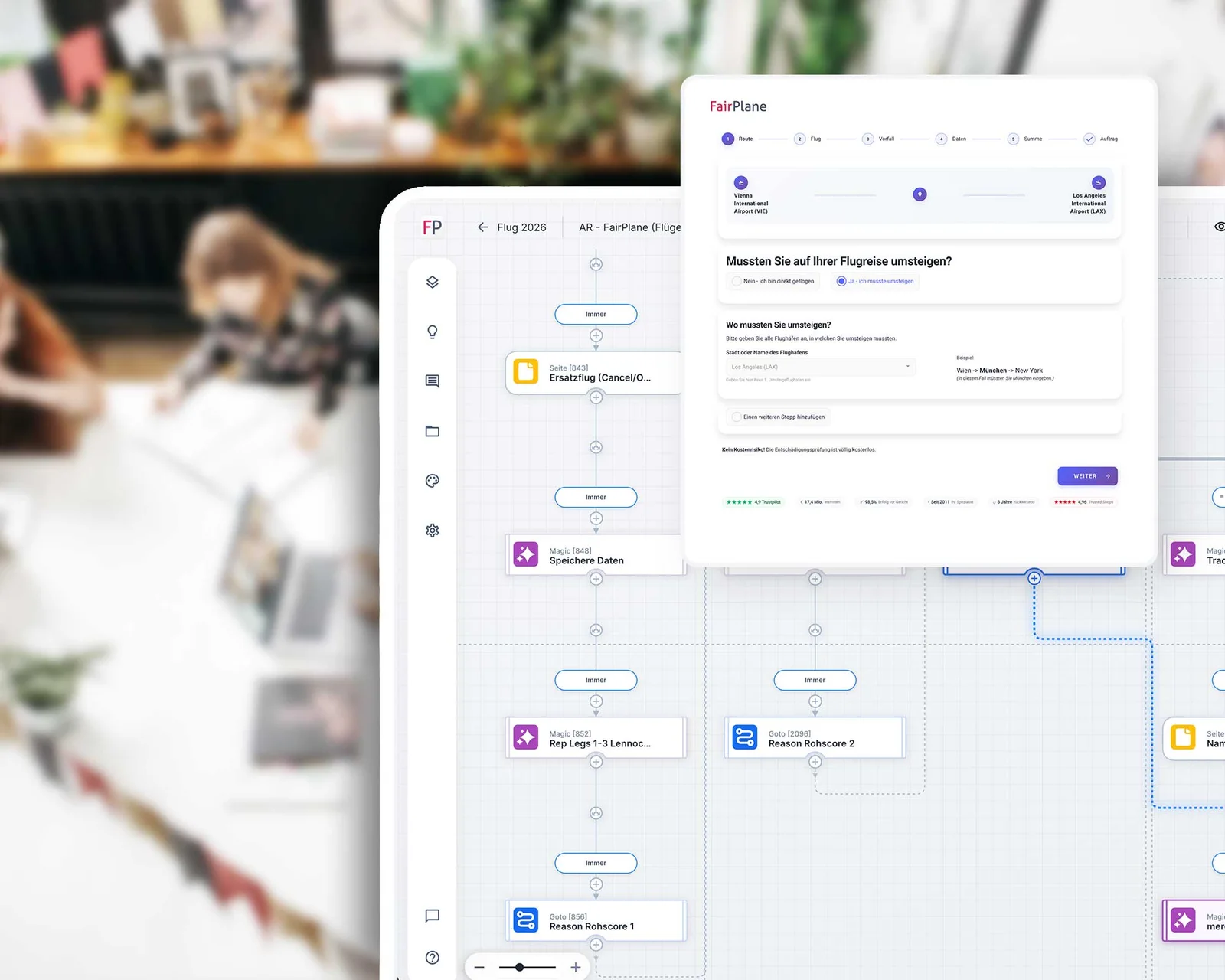 UNOY OS Dashboard mit laufenden Anwendungen