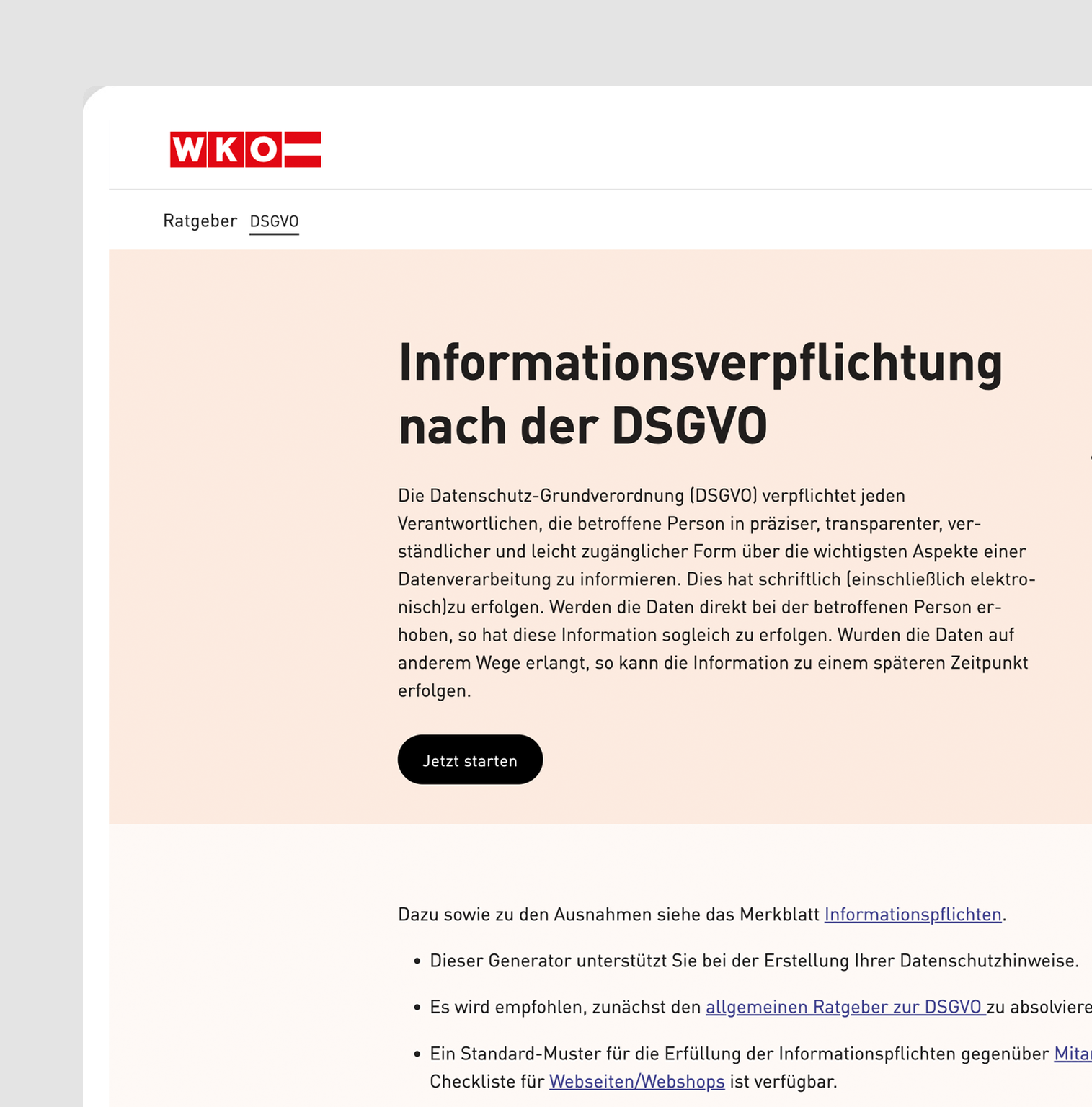 WKO Informationsverpflichtung nach DSGVO in UNOY