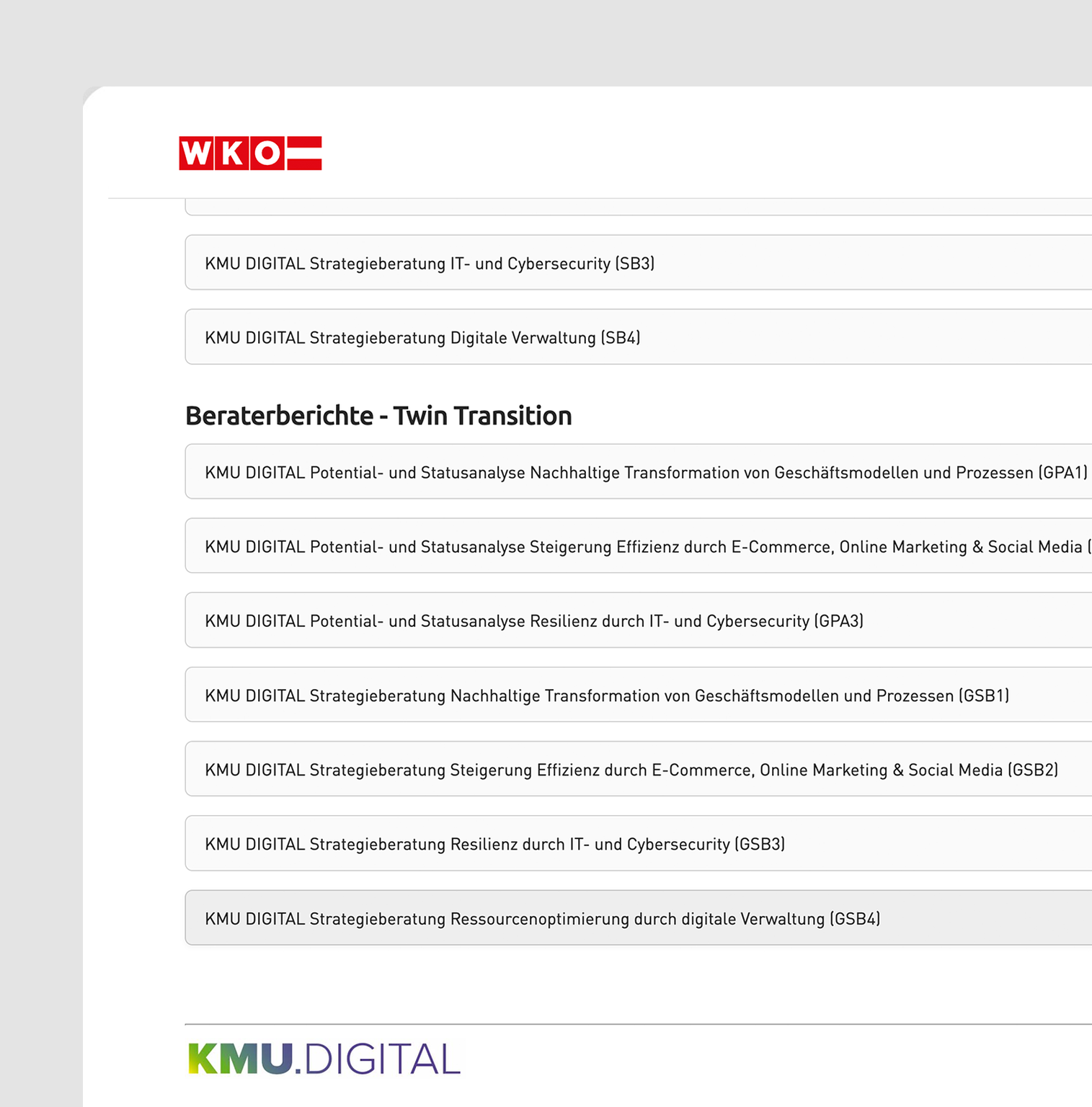 WKO KMU.DIGITAL Berichte in UNOY