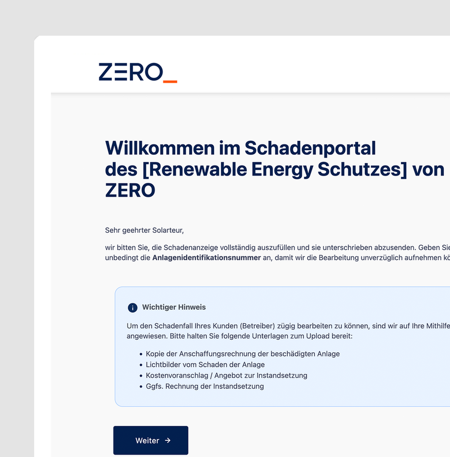 Zero Insurance, Schadensmeldung verarbeiten